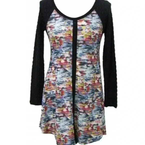 ❤️2/$50❤️[sz1]Maloka Pullover Multi Coloured Abstract Tunic Sweater Jersey Dress - Picture 2 of 10